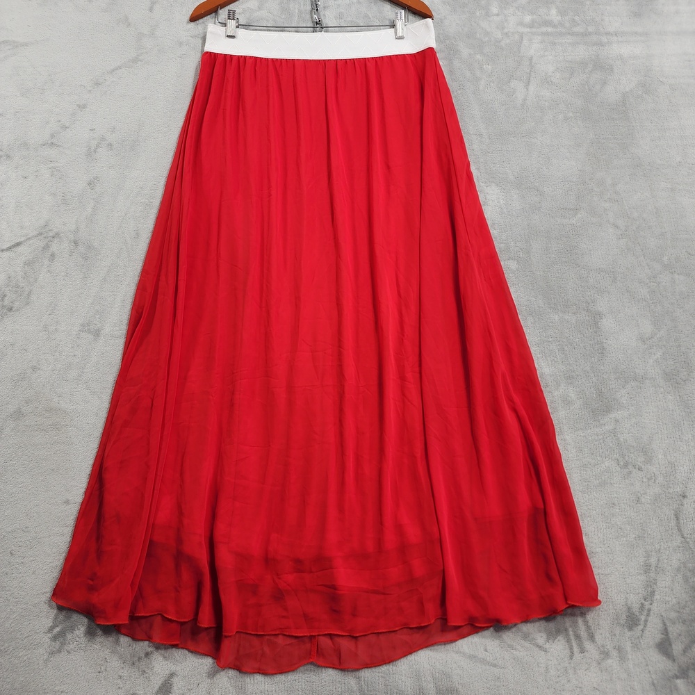 LuLaRoe Skirt Womens L Red Chiffon Maxi Layered Elastic Waist Lined Casual
